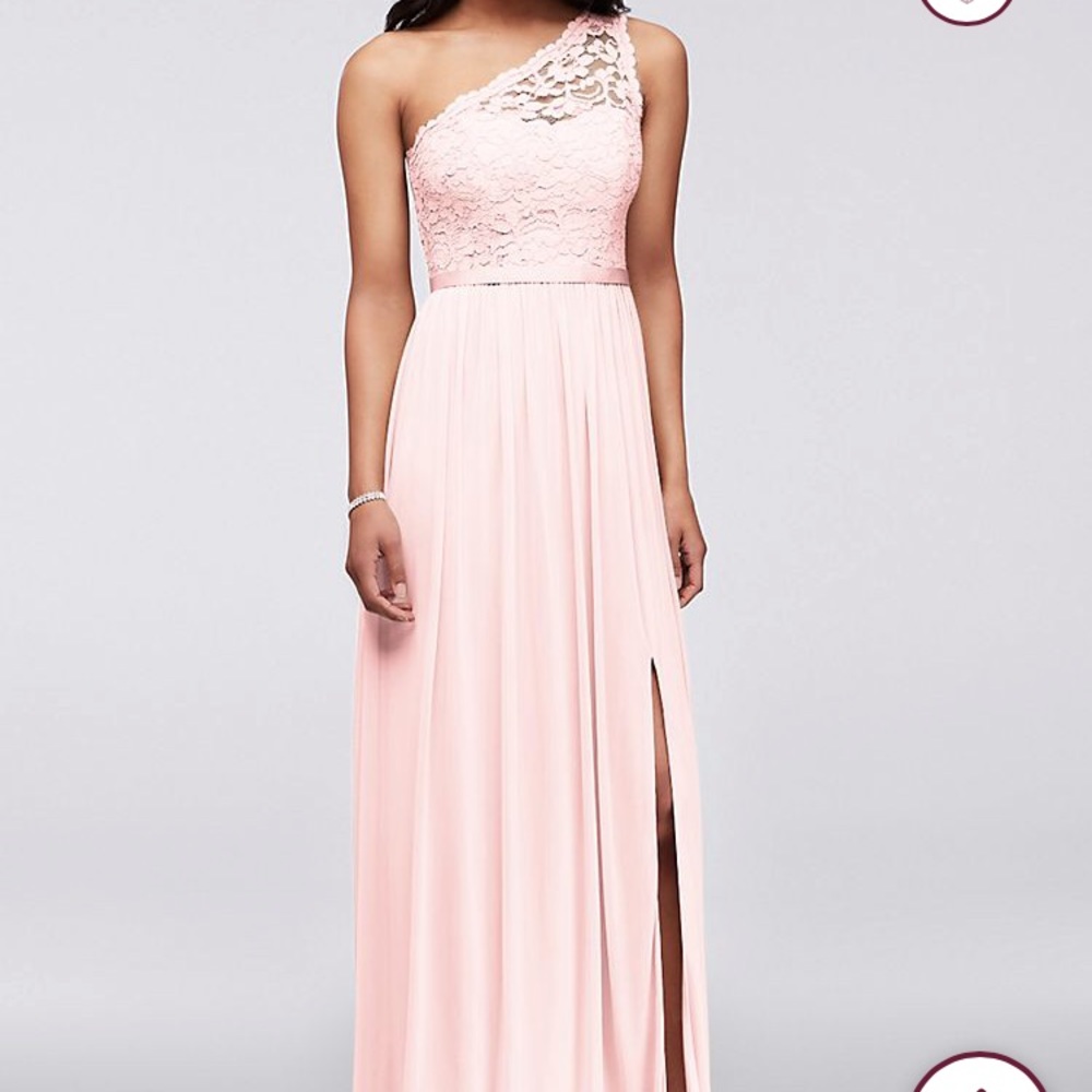 Pink lace bridesmaid dress